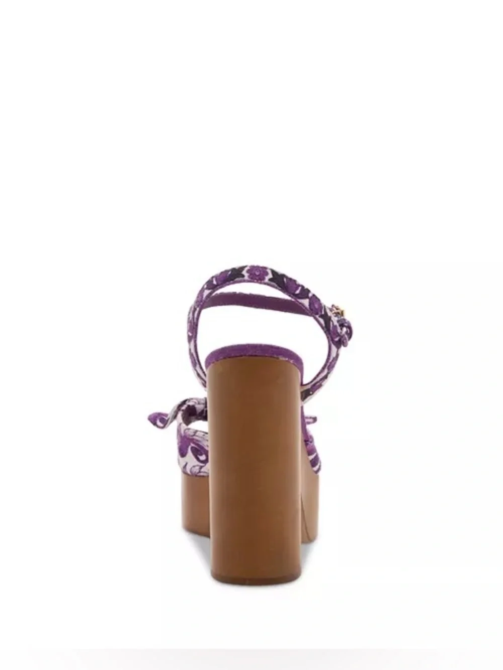 Dolce & Gabbana Purple Floral Platform Sandal with Wood Block Heel